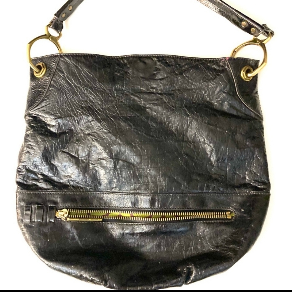 orYANY black leather bag.